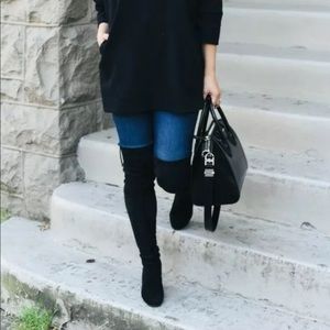 Sole Society Over the Knee Suede Boots- Black